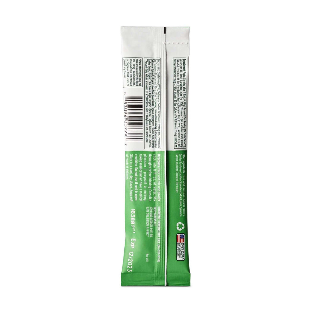 back of the 8greens powder stick package