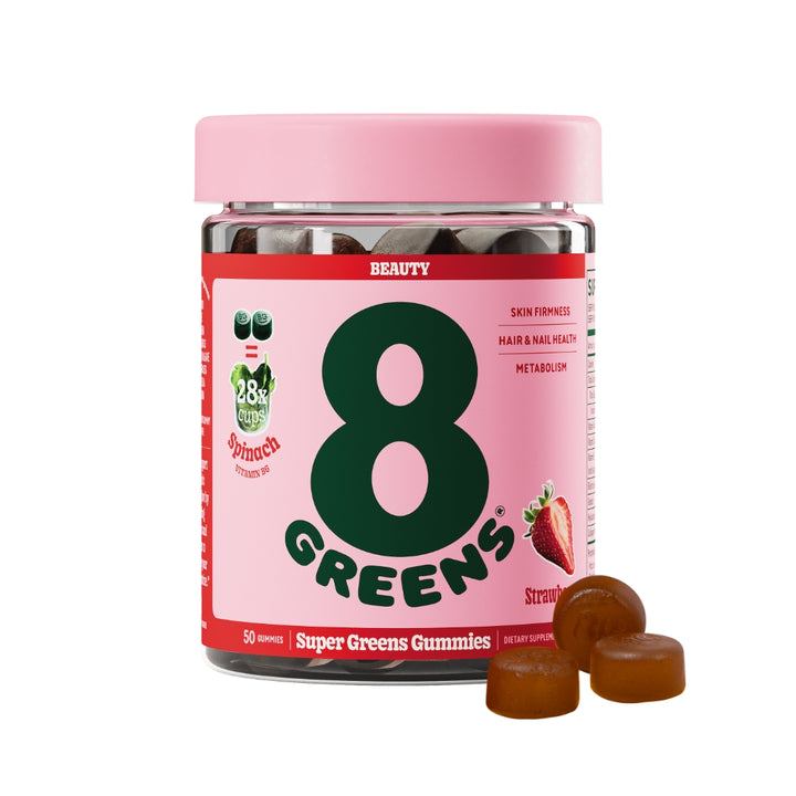 Super greens beauty gummies in flavor strawberry with 3 gummies
