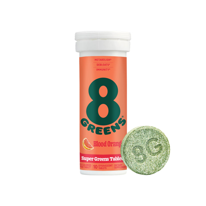 8Greens Blood Orange Super Greens Tablets in flavor blood orange