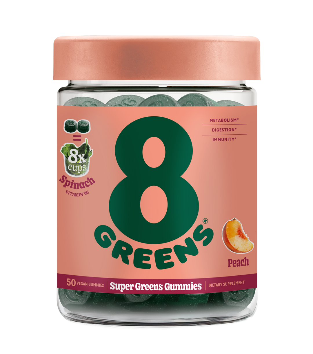 super greens gummies -peach