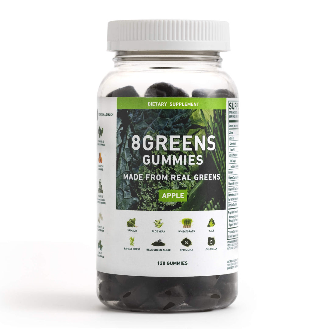 Made from 8 real greens gummies in apple